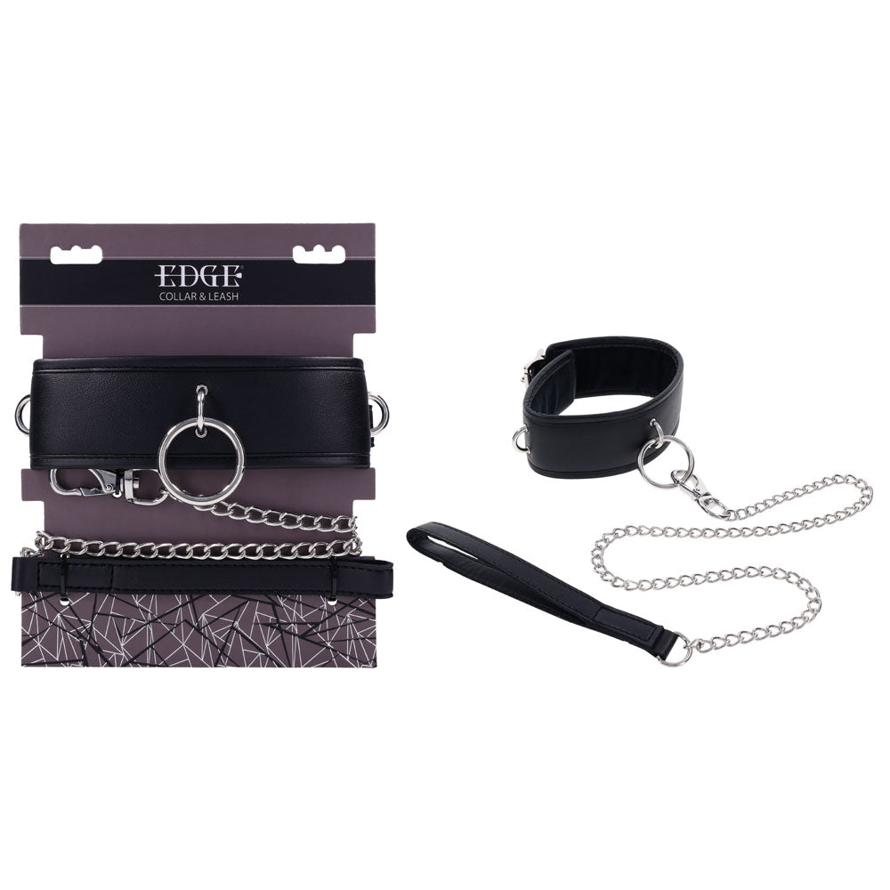 EDGE Collar & Leash Neck Restraint With Heavy Duty Metal Leash Black Sportsheets Main image