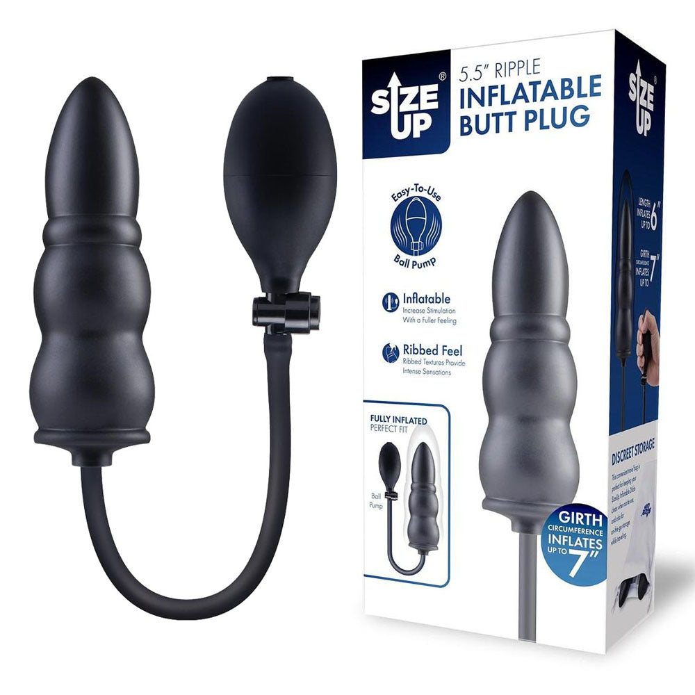 XGEN Products Size Up Ripple Inflatable Butt Plug Black XGEN Products