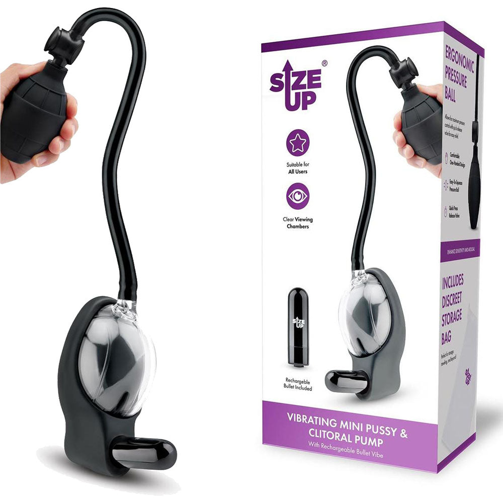 XGEN Products Size Up Vibrating Mini Pussy & Clitoral Pump Clear XGEN Products Main image