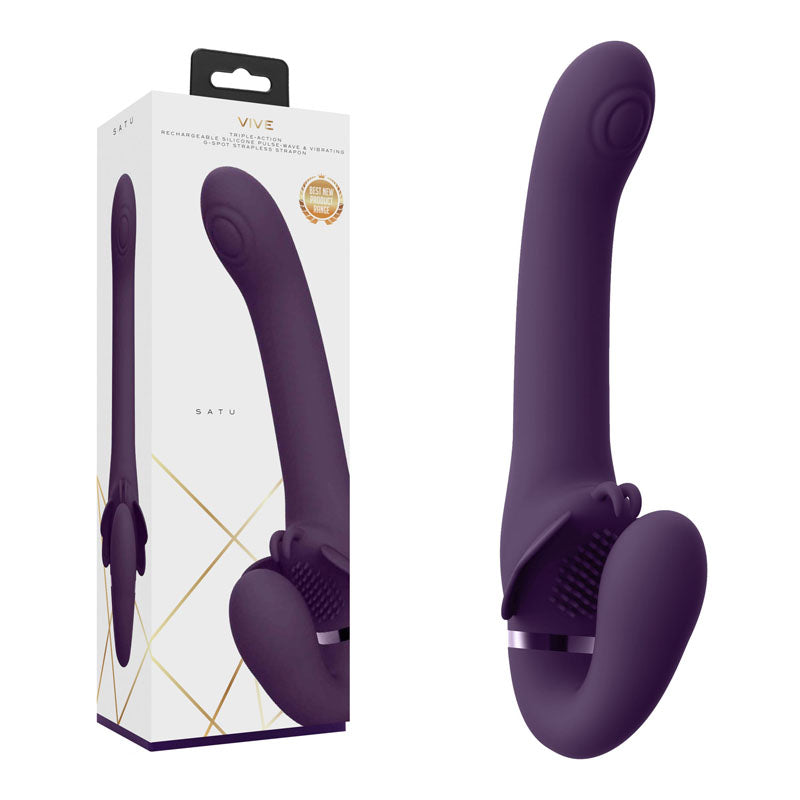 Vive SATU USB Rechargeable Strapless Strap-On 23 cm Purple Shots Toys Main image