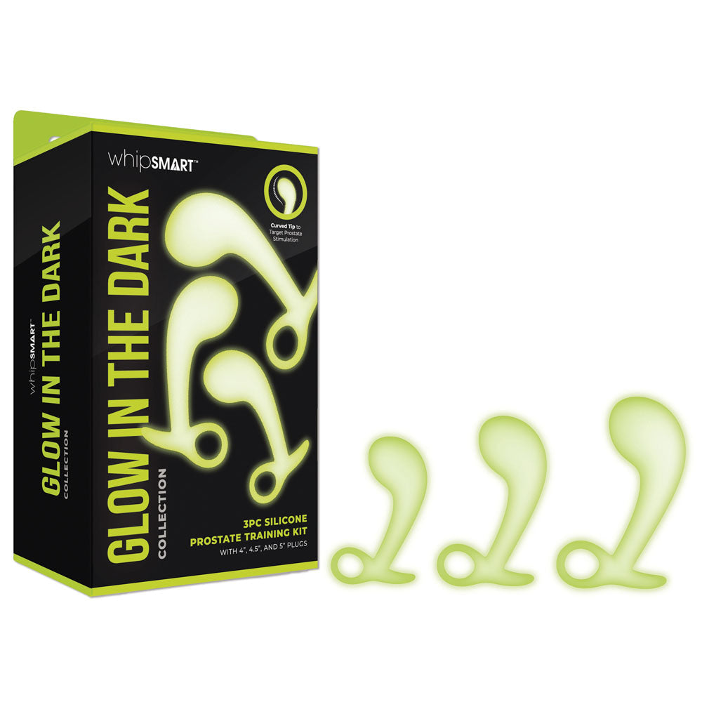 WhipSmart Glow In The Dark Prostate Training Kit Prostate Massagers Set Of 3 Sizes WhipSmart