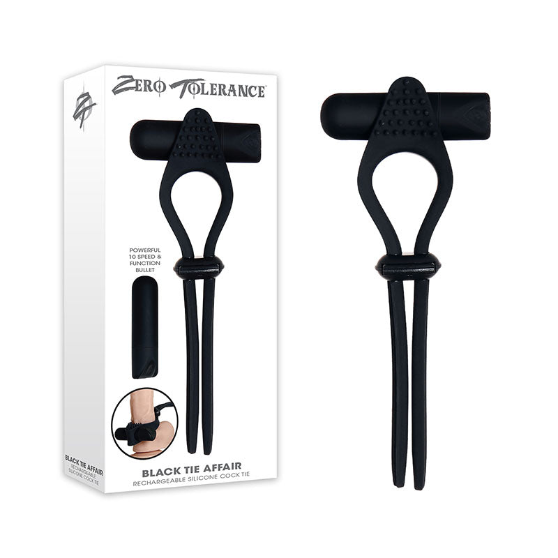 Zero Tolerance Black Tie Affair USB Rechargeable Vibrating Lasoo Cock Ring Zero Tolerance Main image