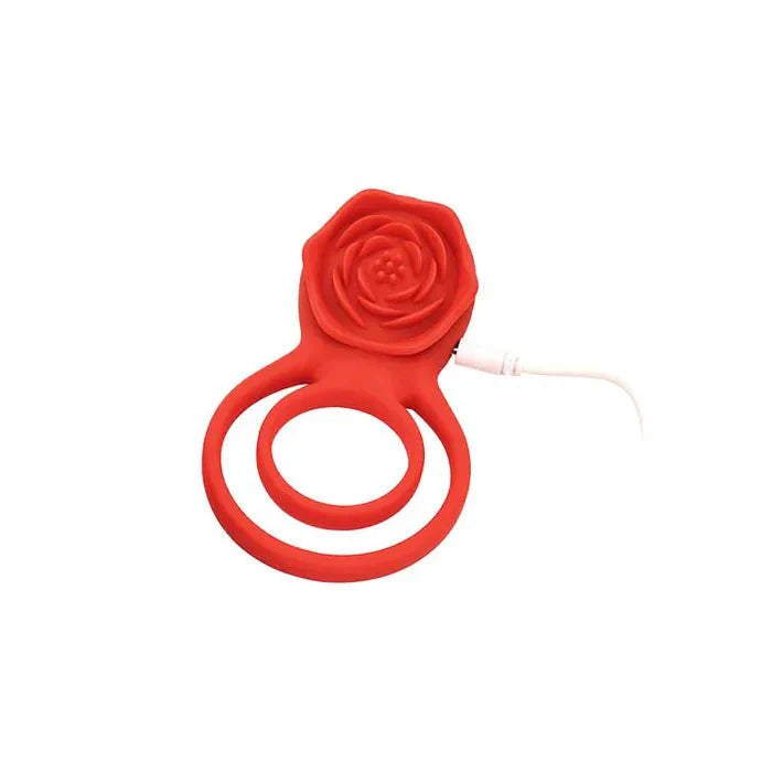 Adam & Eve VIBRATING ROSE DOUBLE ENHANCER USB Rechargeable Cock & Balls Ring With Remote - LOVVA Main image
