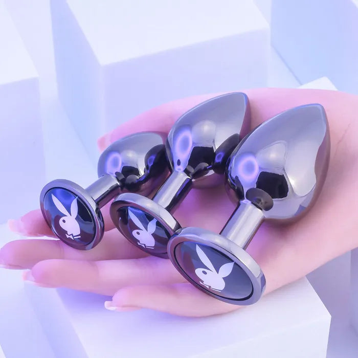 Playboy Pleasure PLEASURE 3 WAYS Metal Butt Plugs Set Of 3 Sizes Playboy Pleasure