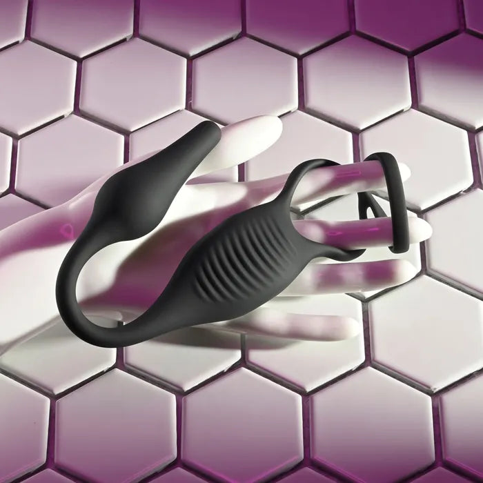 Zero Tolerance PLUG & TUG USB Rechargeable Vibrating Cock Ring With Anal Plug Black Zero Tolerance