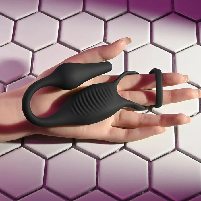 Zero Tolerance PLUG & TUG USB Rechargeable Vibrating Cock Ring With Anal Plug Black Zero Tolerance
