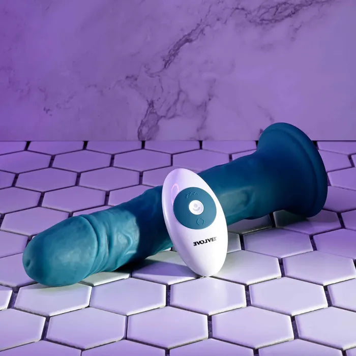 Evolved TSUNAMI USB Rechargeable Vibrating Dong With Remote Control 18.4cm Blue Evolved