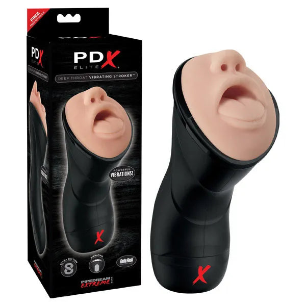 Pipedream PDX Elite Deep Throat Vibrating Stroker Vibrating Mouth Stroker Flesh Pipedream