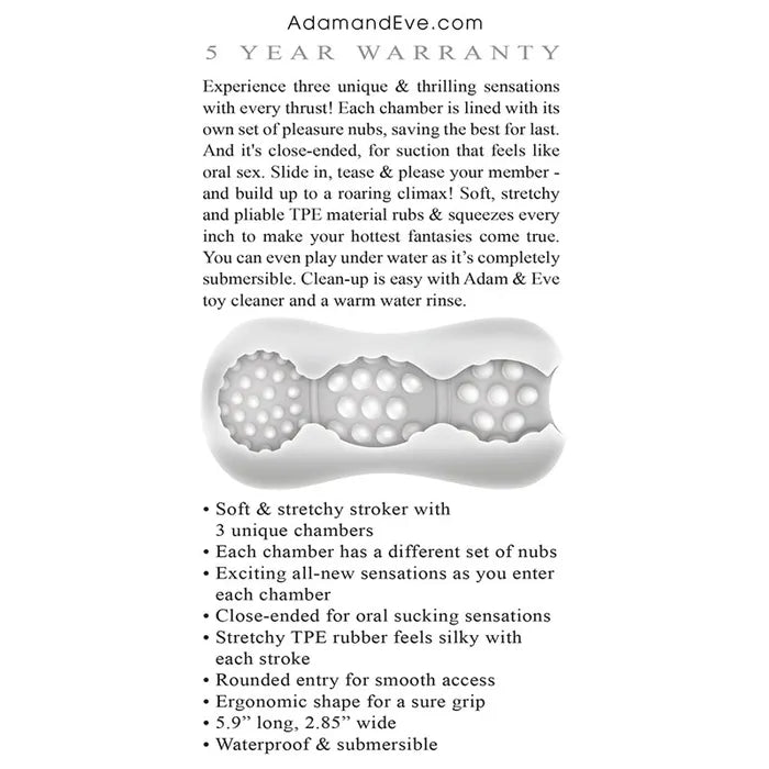 Adam & Eve Triple Chamber Ball Drainer Masturbator Sleeve Clear Adam & Eve