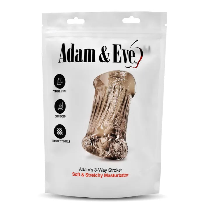 Adam & Eve Adam's 3 Way Stroker Triple Hole Stroker Clear Adam & Eve
