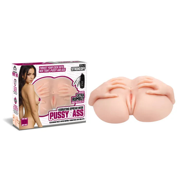 Zolo Stroke Off Vibrating Spread Wide Pussy & Ass Lifesize Vibrating Doggy Style Masturbator Flesh Zolo