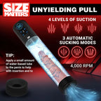 XR Brands Size Matters Sucking USB Rechargeable Penis Pump Clear XR Brands