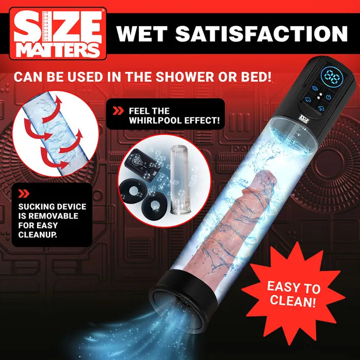 XR Brands Size Matters Sucking USB Rechargeable Penis Pump Clear XR Brands