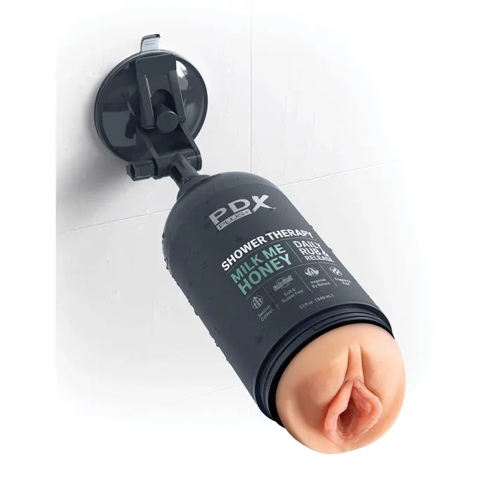 Pipedream PDX Plus Shower Therapy Milk Me Honey Discreet Vagina Stroker With Suction Base Flesh Secondary image