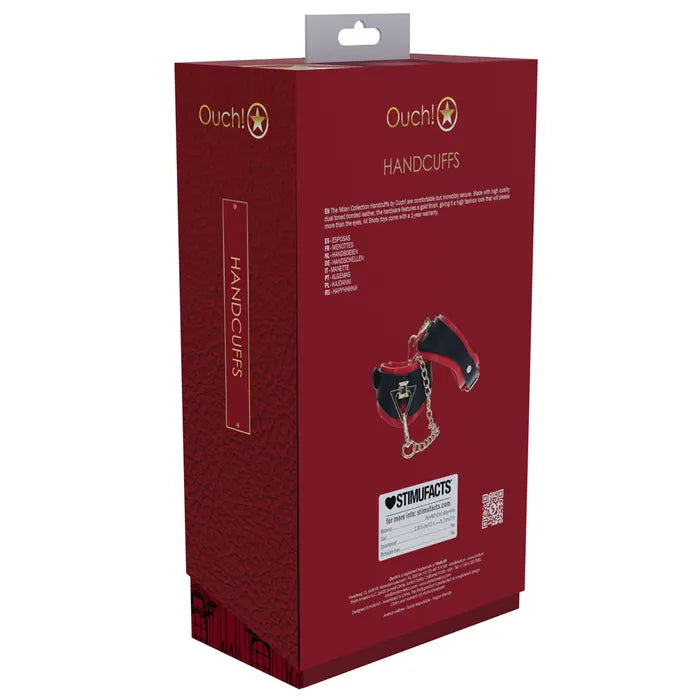 OUCH! Milan Collection Handcuffs Restraints Black / Red Secondary image