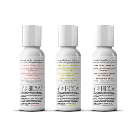 Wicked Simply Tropical Trio Flavoured Water Based Lubricants Set Of 3 x 30ml Bottles Wicked