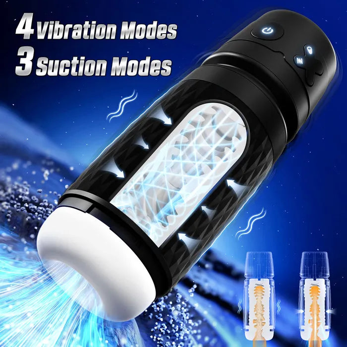 CyberSkin The Warrior USB Rechargeable Sucking & Vibrating Auto Masturbator Black CyberSkin