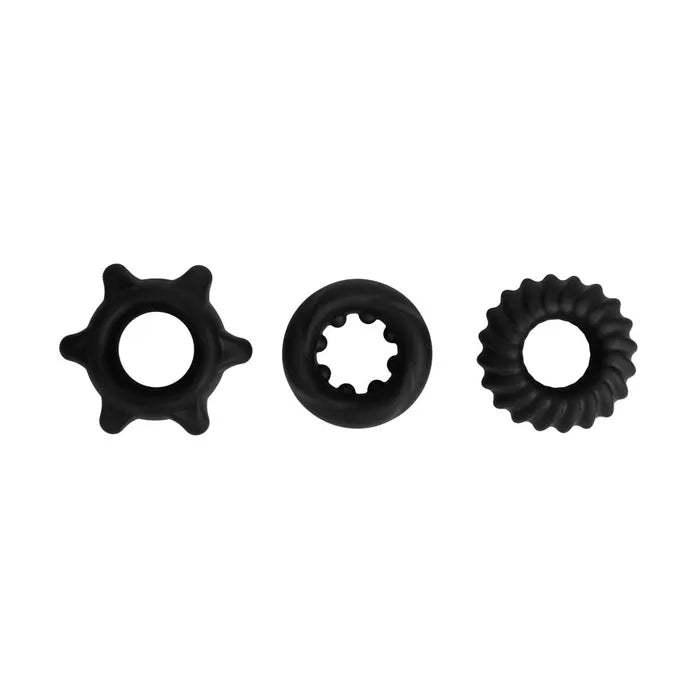 Maia MANZO Silicone Cock Rings Set of 3 Black Maia Toys