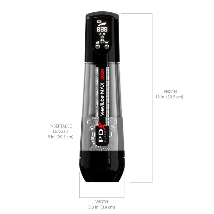 Pipedream PDX Elite ViewTube MAX View USB Rechargeable Suction Auto Stroker Clear Pipedream