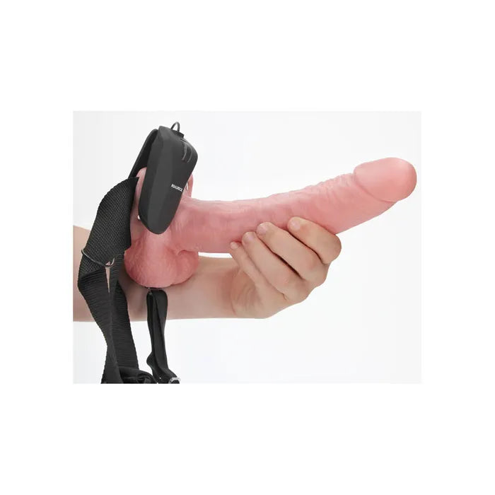 Shots Toys REALROCK Vibrating Hollow Strap On With Balls 23cm Shots Toys