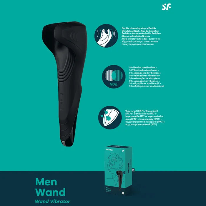 Satisfyer Men Wand USB Rechargeable Vibrating Masturbator Wand Black Satisfyer Main image