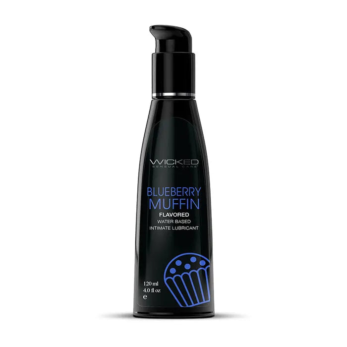Wicked Aqua Blueberry Muffin Flavoured Water Based Lubricant 2 Oz Bottle Wicked