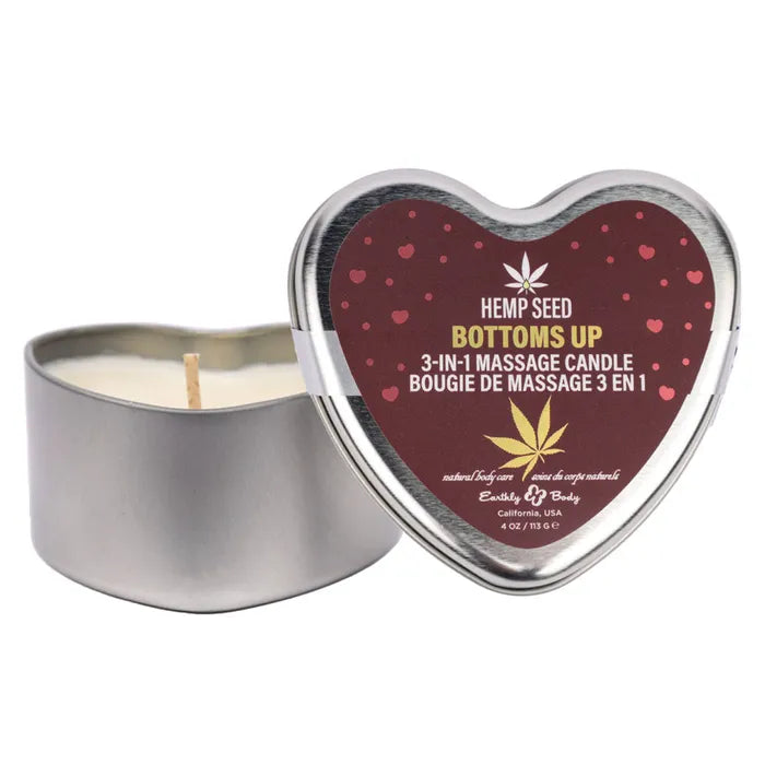 Earthly Body EB Hemp Seed 3 In 1 Massage Heart Candle 113g Secondary image