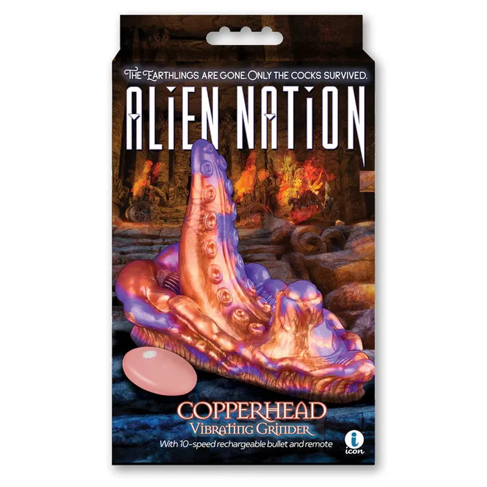 Icon Brands Alien Nation Copperhead USB Rechargeable Vibrating Fantasy Grinder Pad With Remote Colourhead Icon Brands