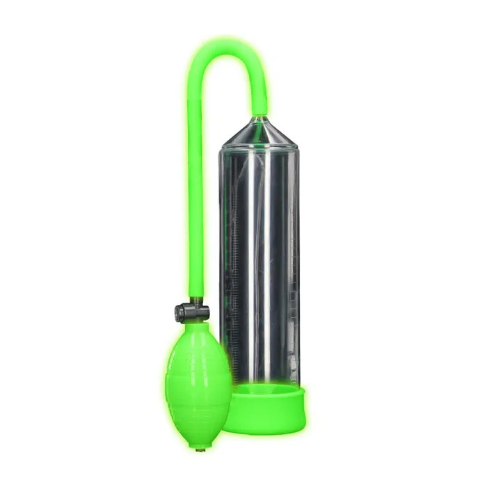 Shots Toys OUCH! Glow In The Dark Classic Penis Pump Clear / Green Shots Toys