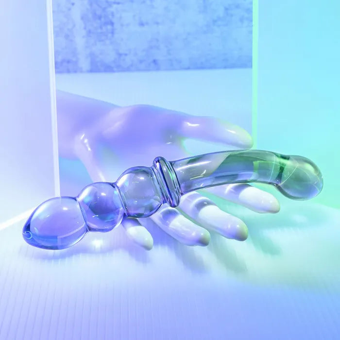 Gender X LUSTROUS GALAXY WAND Glass Double Ended Massager 18.5cm Blue / Violet Gender X