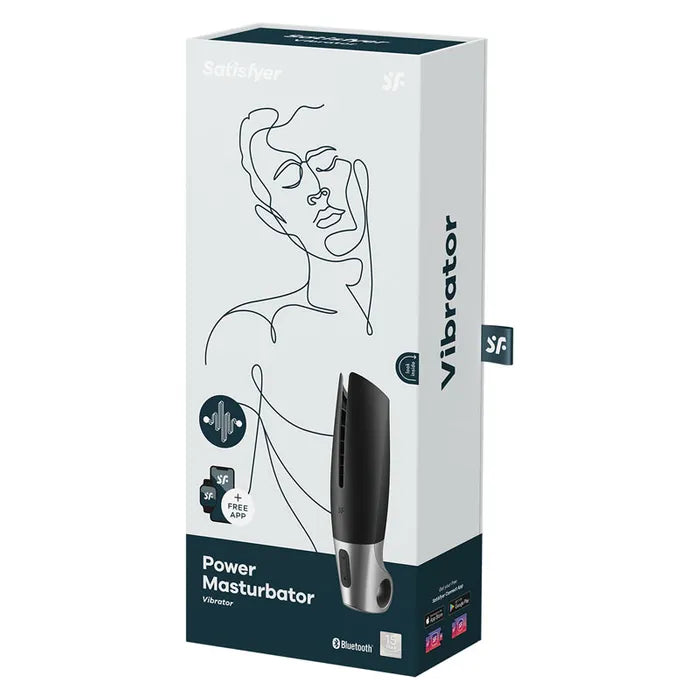 Satisfyer Power USB Rechargeable Vibrating Masturbator With App Control Black Satisfyer