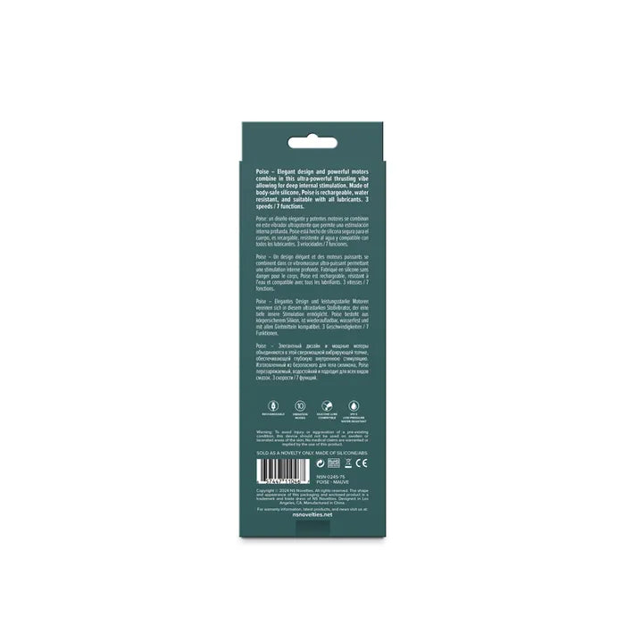 NS Novelties Lust N Dreams Poise Mauve USB Rechargeable Thrusting Vibrator NS Novelties