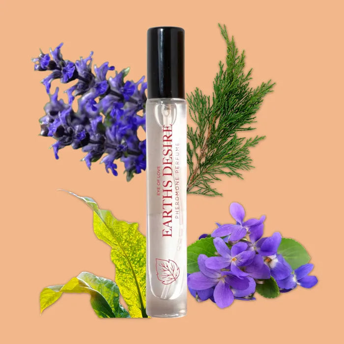 Roll-on bottle labeled 'Earth's Desire' with lavender and green leaves on a peach background Main image