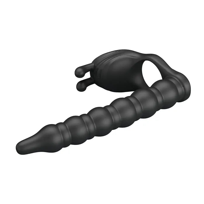 Party Up MARCUS Ring & Anal Plug USB Rechargeable Vibrating Cock Ring With Double Penetrator Black Party Up