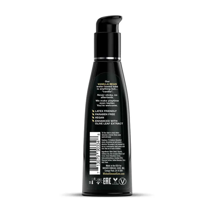 Wicked Aqua Vanilla Bean Flavoured Water Based Lubricant 2 Oz Bottle Wicked
