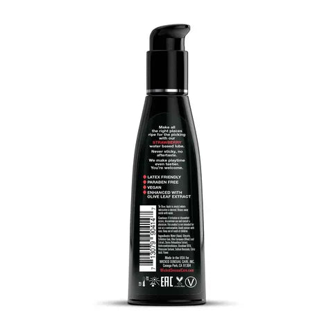 Wicked Aqua Strawberry Flavoured Water Based Lubricant 4 Oz Bottle Wicked
