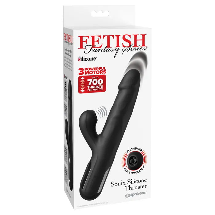 Pipedream FFS Sonix Silicone Thruster USB Rechargeable Thrusting Vibrator With Flicking Clit Stim Pipedream