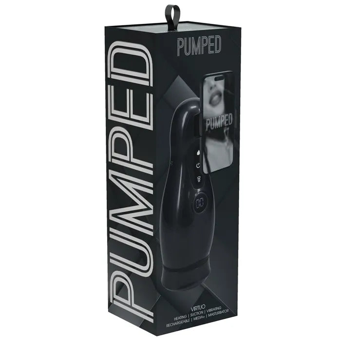 PUMPED Virtuo Gunmetal USB Rechargeable Sucking & Vibrating Auto Masturbator Shots Toys