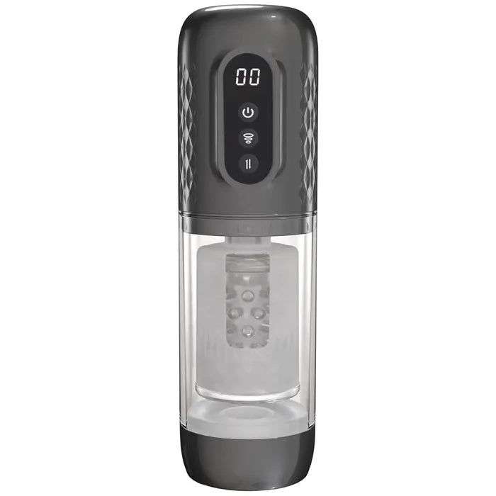 PUMPED Vortex Gunmetal USB Rechargeable Sucking Rotating & Thrusting Auto Masturbator Shots Toys Main image
