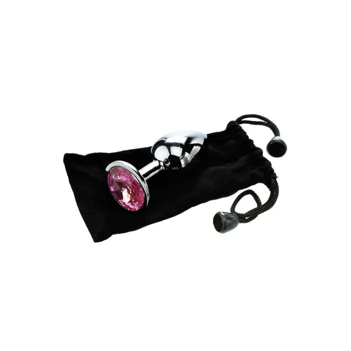 Adam & Eve Silver Medium Metal Butt Plug With Pink Gem 8.2cm Adam & Eve
