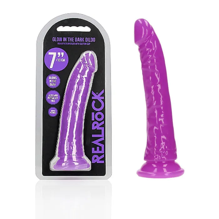 Shots Toys REALROCK Slim Glow In The Dark Neon Dong 7 Inch Shots Toys