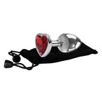 Adam & Eve Medium Metallic 8.25 cm Butt Plug with Red Heart Gem Base 8.25cm Adam & Eve