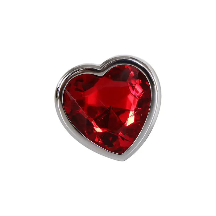 Adam & Eve Medium Metallic 8.25 cm Butt Plug with Red Heart Gem Base 8.25cm Secondary image