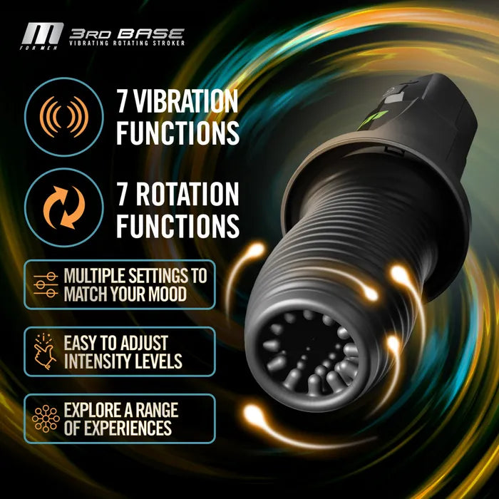 Blush Novelties M For Men 3rd Base USB Rechargeable Vibrating & Rotating Auto Stroker Blush Novelties
