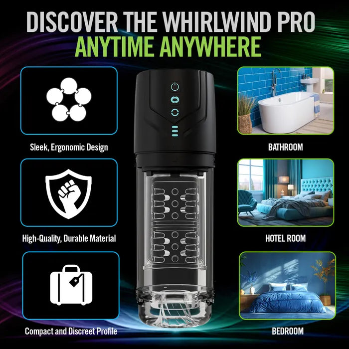 Blush Novelties M For Men Whirlwind Pro USB Rechargeable Rotating & Sucking Auto Stroker Blush Novelties