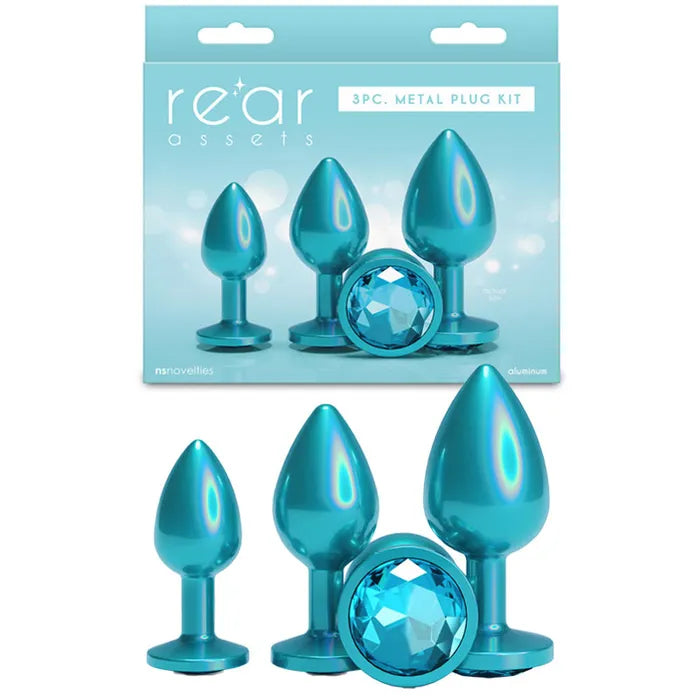 NS Novelties Rear Assets Trainer Kit Metallic Butt Plugs Set Of 3 Sizes NS Novelties