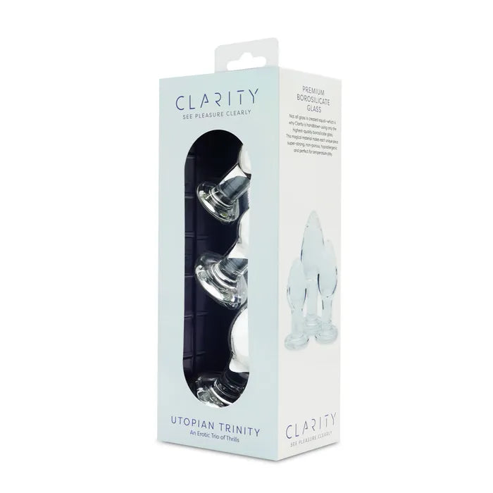Creative Conceptions Clarity Utopian Trinity Glass Butt Plugs Set Of 3 Sizes Secondary image