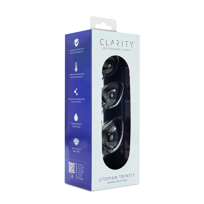 Creative Conceptions Clarity Utopian Trinity Glass Butt Plugs Set Of 3 Sizes Creative Conceptions