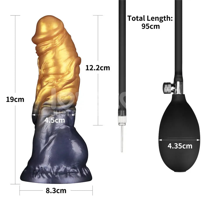 Lovetoy Aerosx Dual Density Inflatable Inflatable Fantasy Dildo Gold / Blue Lovetoy