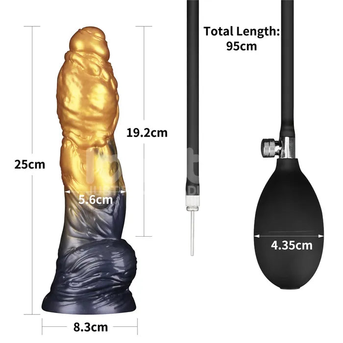 Lovetoy Aerosx Dual Density Inflatable Inflatable Fantasy Dildo 10 Inch Gold / Blue Lovetoy